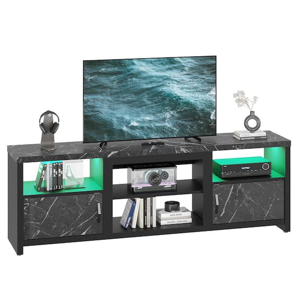 GZMR Black TV Stand for 70-in TV Stands Modern/Contemporary Black TV  Cabinet (Accommodates TVs up to 70-in) in the TV Stands department at