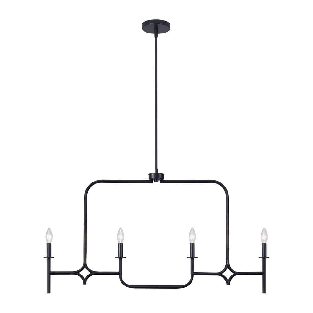 KAWOTI 4Light Black Transitional Candlestick Kitchen Island Pendant