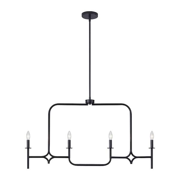 KAWOTI 4-Light Black Transitional Candlestick Kitchen Island Pendant Light