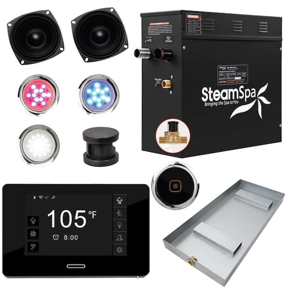 SteamSpa Black Series 4.5kW Steam Bath Generator with Wireless Bluetooth/Wifi Operation and Auto Drain in Oil Rubbed Bronze