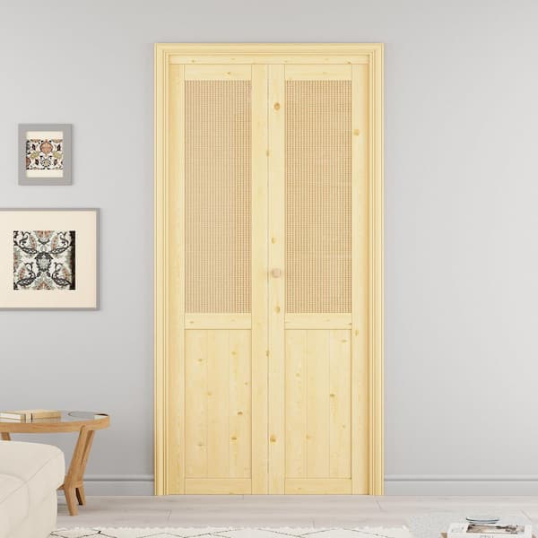 ARK DESIGN 24 in. x 80 in. Half Paneled Solid Core Unfinished Pine