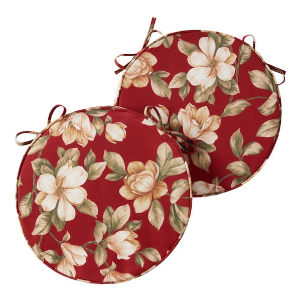 Greendale Home Fashions 18 in. x 18 in. Roma Floral Round Outdoor Seat Cushion (2-Pack)
