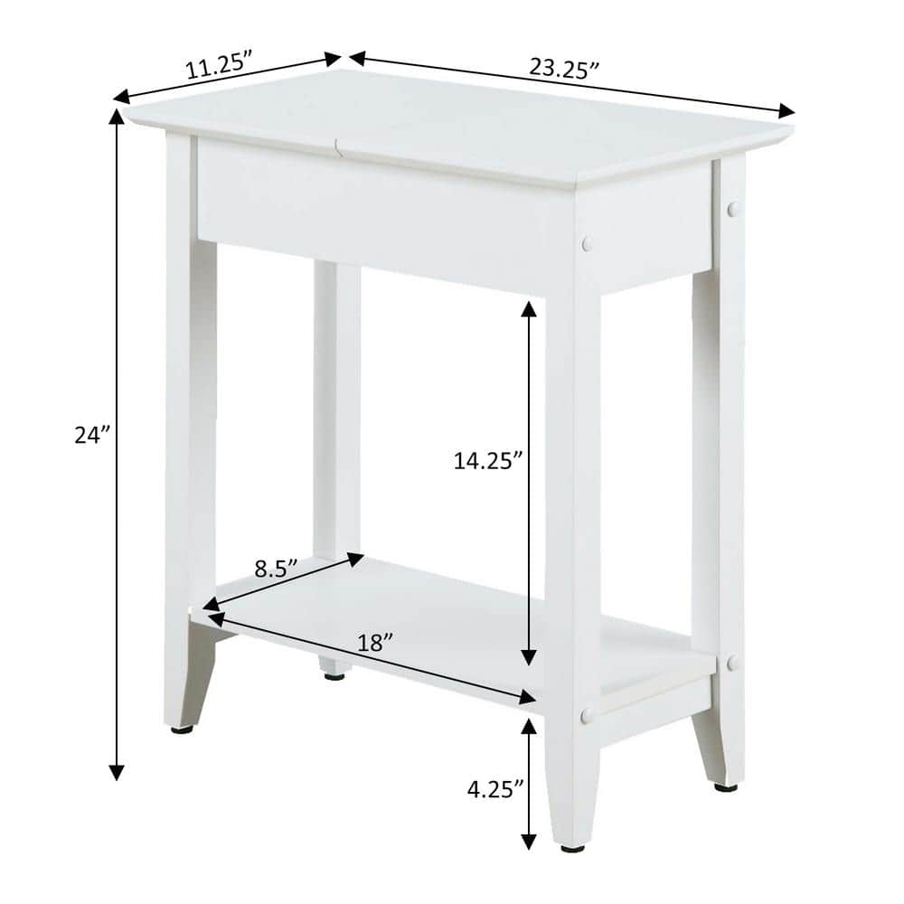 American Heritage White Wooden Flip Top End Table with Storage