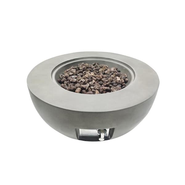 Barton 27-1/2 in. W x 14-1/2 in. H 40000 BTU Outdoor Firebowl Propane Field Patio Yard with Lava Rock and Weather Cover