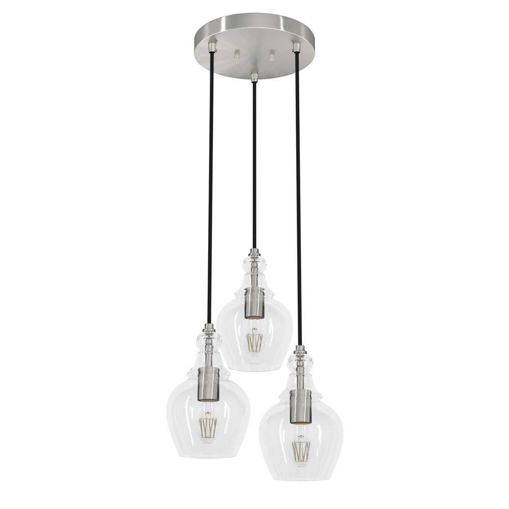 Hunter Maple Park 3Light Brushed Nickel Chandelier with Clear Glass