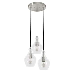 Maple Park 3-Light Brushed Nickel Chandelier with Clear Glass Shades