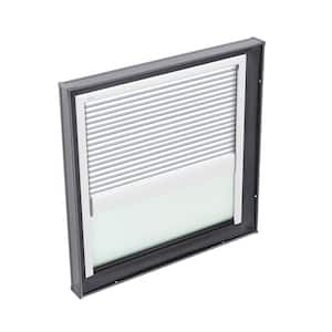 22-1/2 in. x 22-1/2 in. Fixed Curb Mount Skylight with Tempered Low-E3 Glass and White Manual Room Darkening Blind