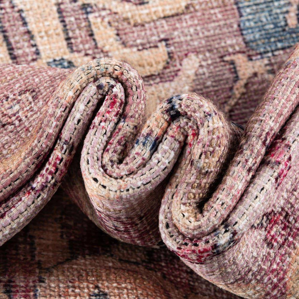 Nostalgia Octagon Pink Easy-Care Synthetic Area Rug