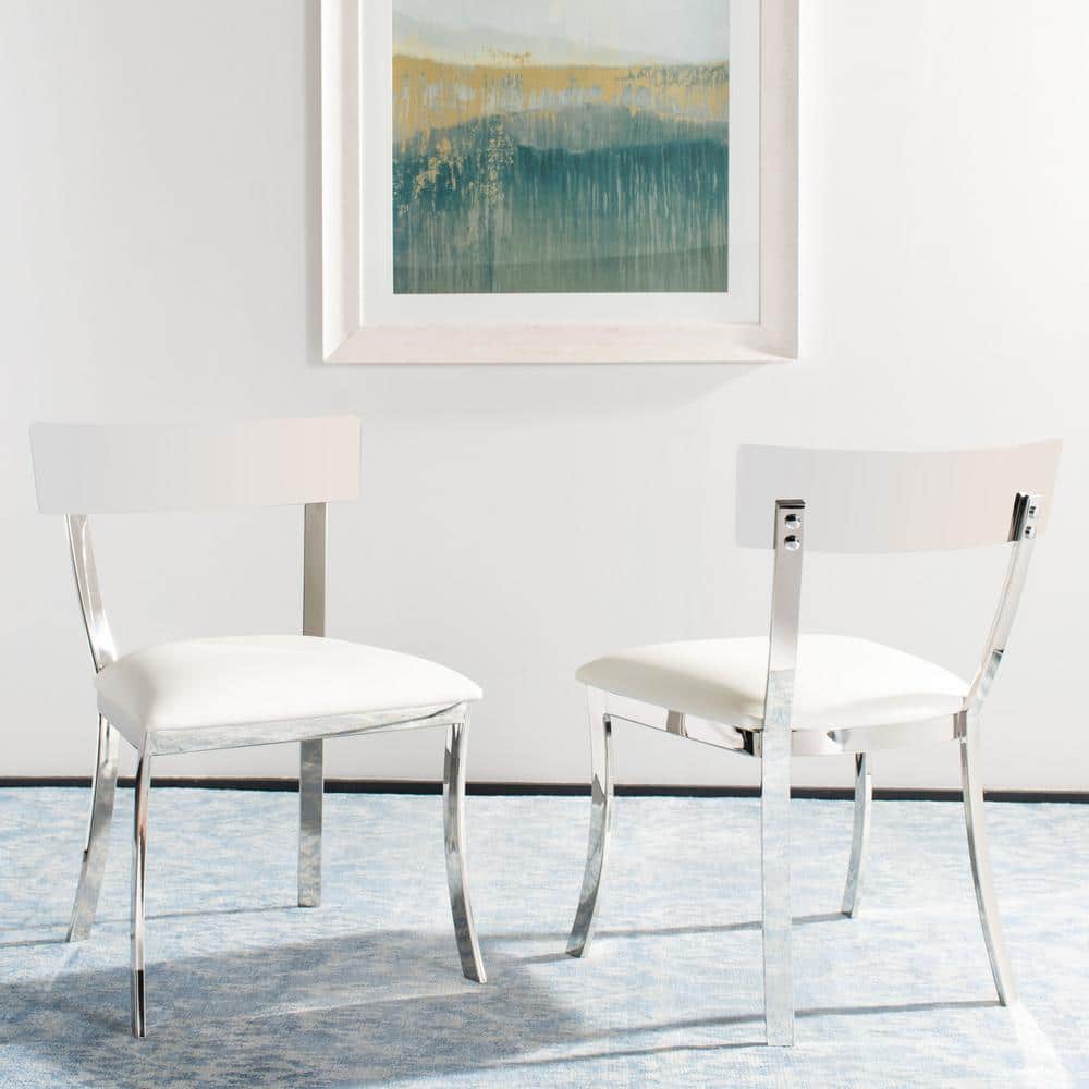 Abby 19'' White and Chrome Modern Side Chairs, Set of 2
