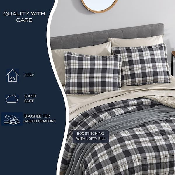 Nautica Lewes Grey MicroSuede Reversible Comforter Mini Set - Twin