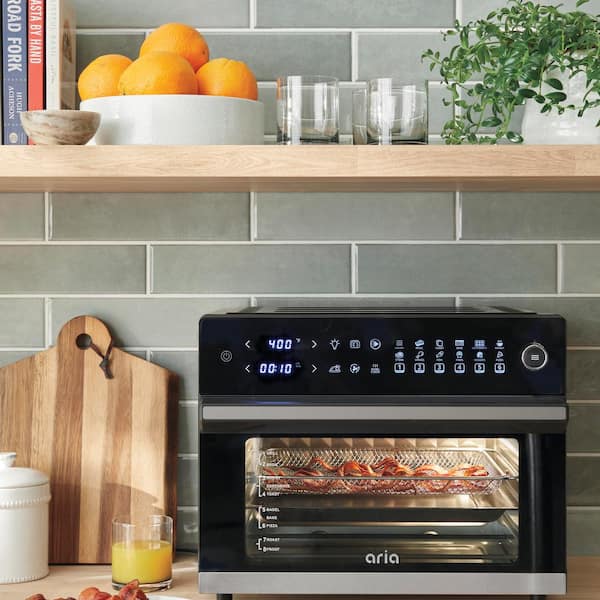 ARIA All-in-1 Premium 30 Qt. Stainless Steel Touchscreen Air Fryer Toaster  Oven with Recipe Book ATO-898 - The Home Depot