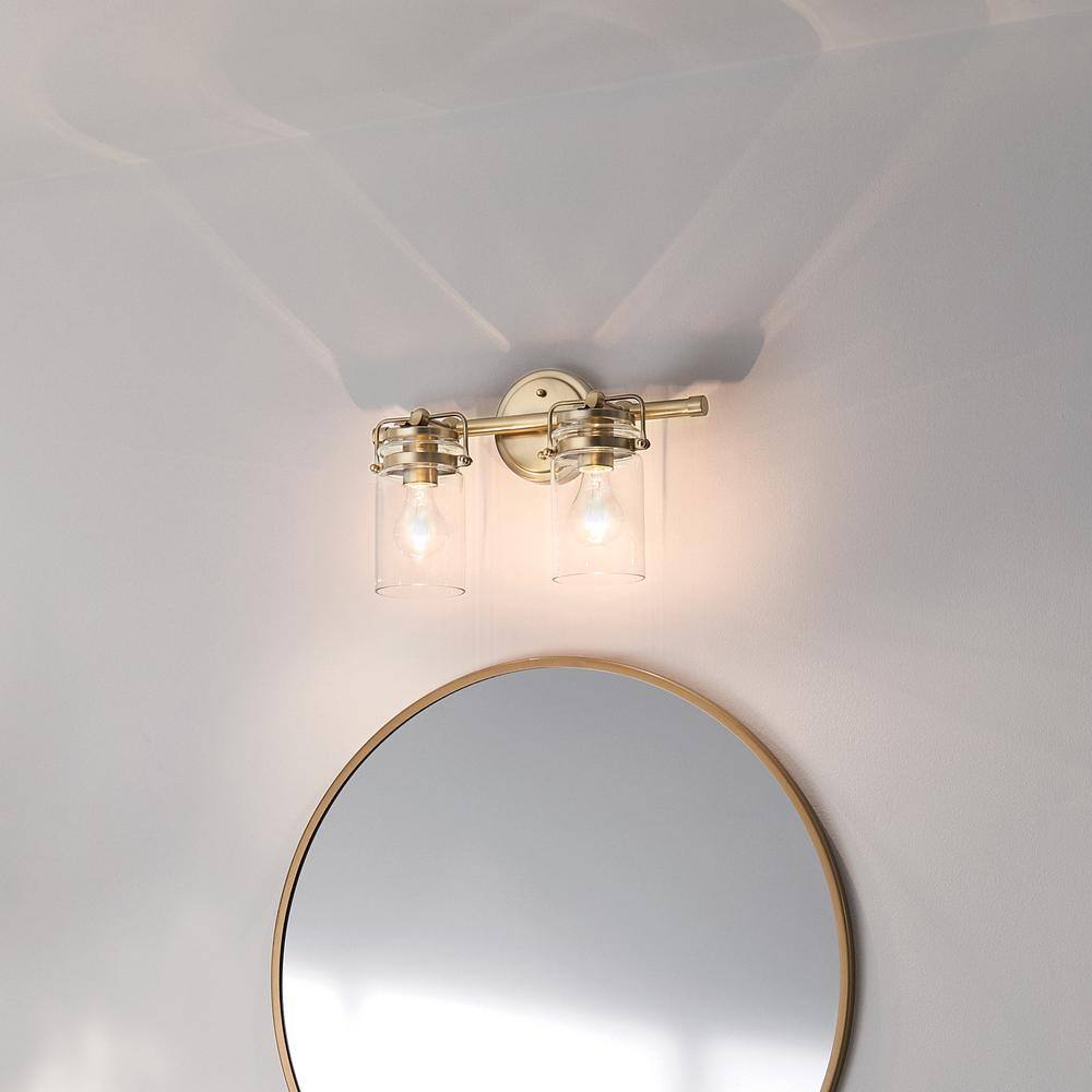 Brinley 15.75 in. 2-Light Champagne Bronze Vintage Bathroom Vanity Light with Clear Glass price history on PriceWatchPro