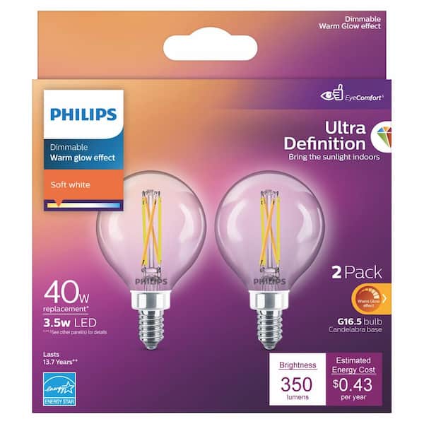 Philips Ultra Definition G16.5 Candelabra LED Decorative Light Bulb