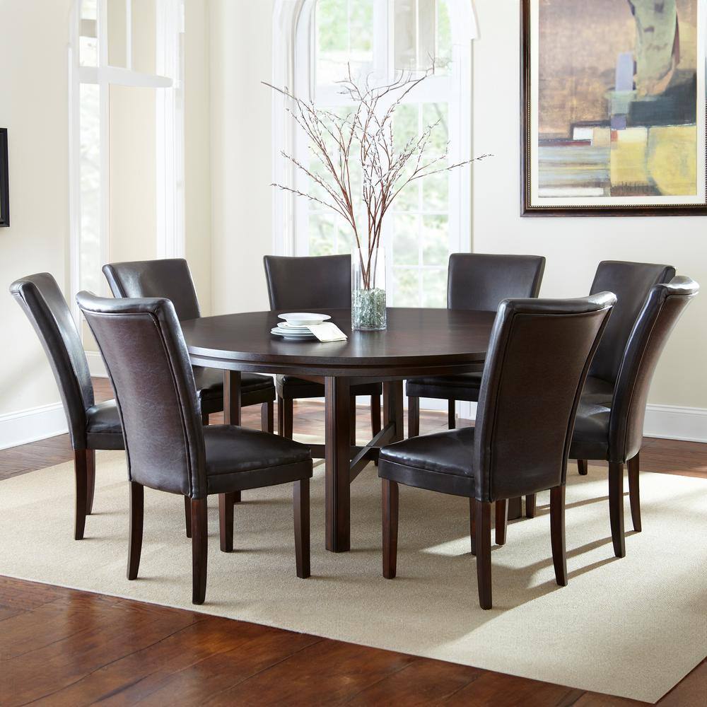 Transitional 72" Dark Oak Round Dining Table