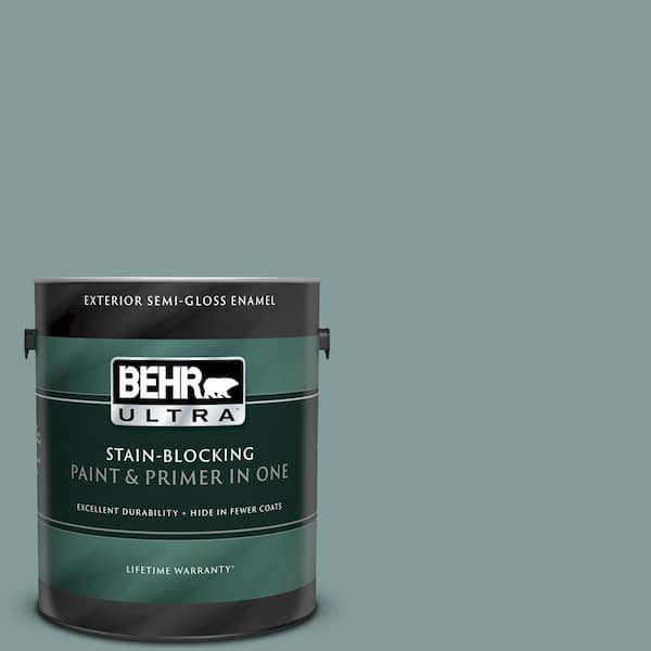 BEHR ULTRA 1 gal. #UL220-18 Agave Semi-Gloss Enamel Exterior Paint and Primer in One