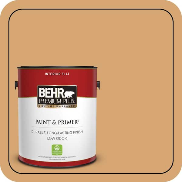 BEHR PREMIUM PLUS 1 gal. #M250-4 Cake Spice Flat Low Odor Interior Paint & Primer