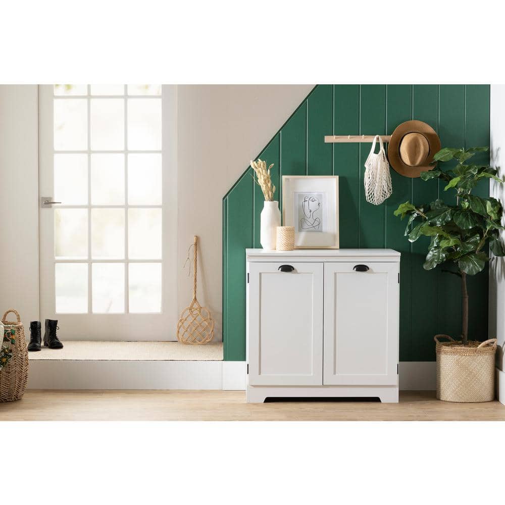 White Farmhouse 2-Door Accent Cabinet with Adjustable Shelving
