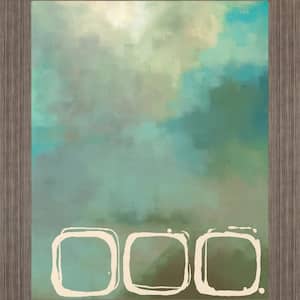 28 in. x 34 in. "Retro In Aqua And Khaki Il" By Laurie Maitland Framed Print Wall Art