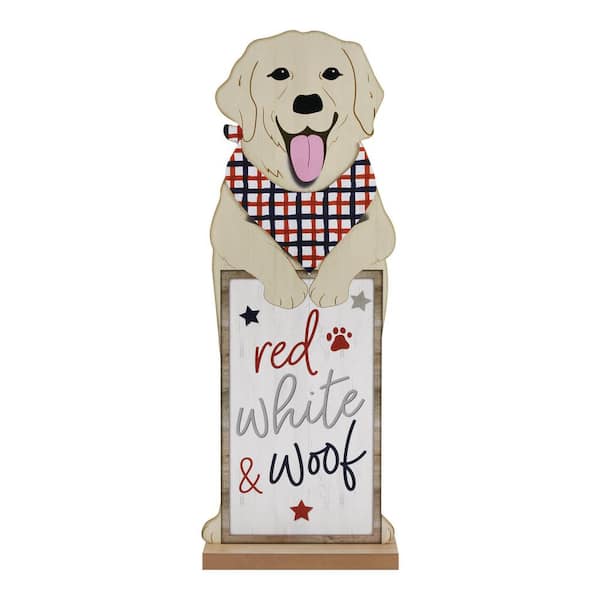 Home Accents Holiday 32in Red, White, & Woof Dog Porch Sign ...