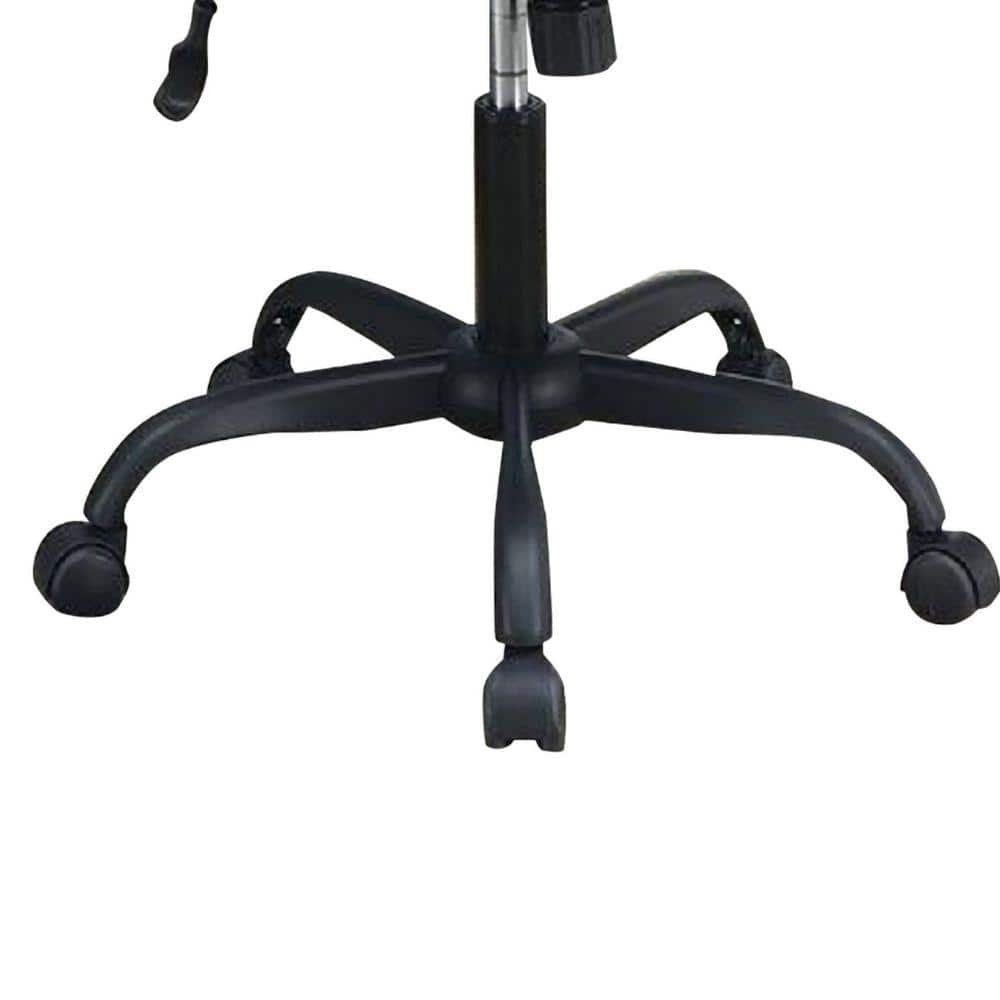 Black Leather Swivel Task Chair with Fixed Arms