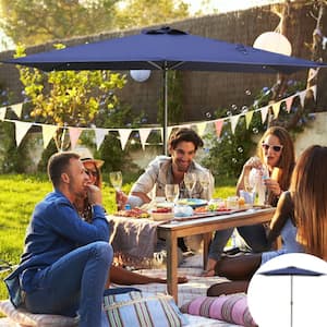 7.5 ft. Aluminum Outdoor Patio Umbrella with Hand Crank Lift in Navy