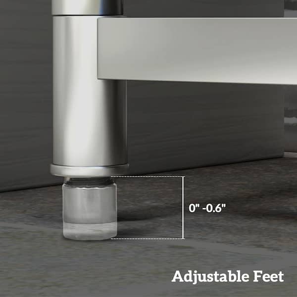 Unbranded Stainless Steel Freestanding Utility Sink with Dual Water Pipes and Storage