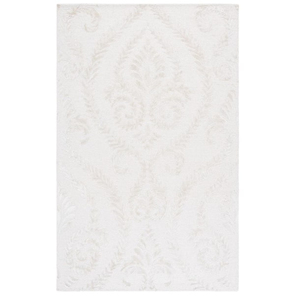 Glamour 4 ft. x 6 ft. Beige/Ivory Classical Baroque Scroll Area Rug
