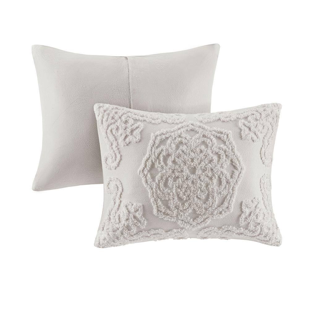 Gray Full Cotton Chenille Medallion Comforter Set