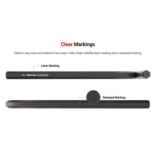TEKTON 15mm Flat End Hex L-Key - Manganese Phosphate Finish, High Leverage