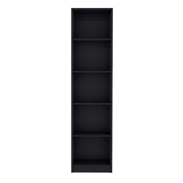 11.80 in. W x 17.70 in. D x 71.10 in. H Black Particle Board Freestanding Linen Cabinet with 5 Shelves in Black