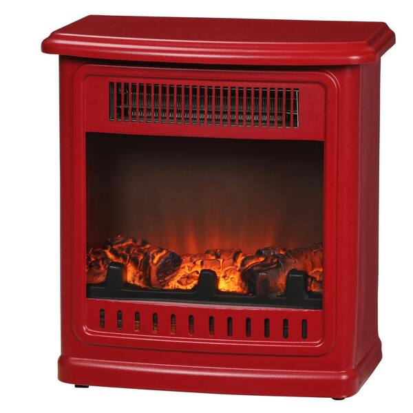 Hampton Bay Crestland 13 in. Desktop Electric Fireplace in Red