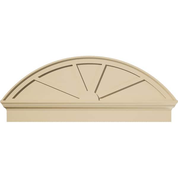 Ekena Millwork 46-in W x 18-3/8-in H x 2-3/4-in P Segment Arch 4-SpokeSignature Urethane Combination Pediment, Primed Tan