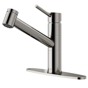 Branson Single-Handle Pull-Out Sprayer Kitchen Faucet with Deck Plate in Stainless Steel