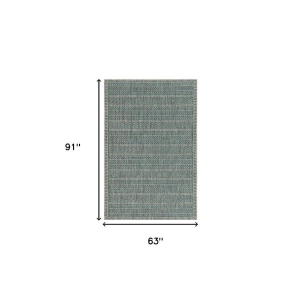 Teal Blue 5 ft. x 8 ft. Woven Polypropylene Rectangle Indoor/Outdoor Area Rug