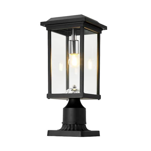 Dusk to Dawn 1 Black Aluminum Hardwired Outdoor Weather-Resistant Waterproof Post Light with LED, For Yard, Garden Patio