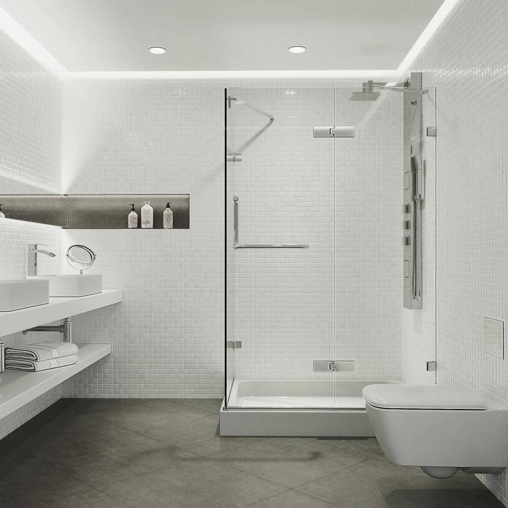 Monteray Frameless Chrome Shower Enclosure with Clear Glass and Base