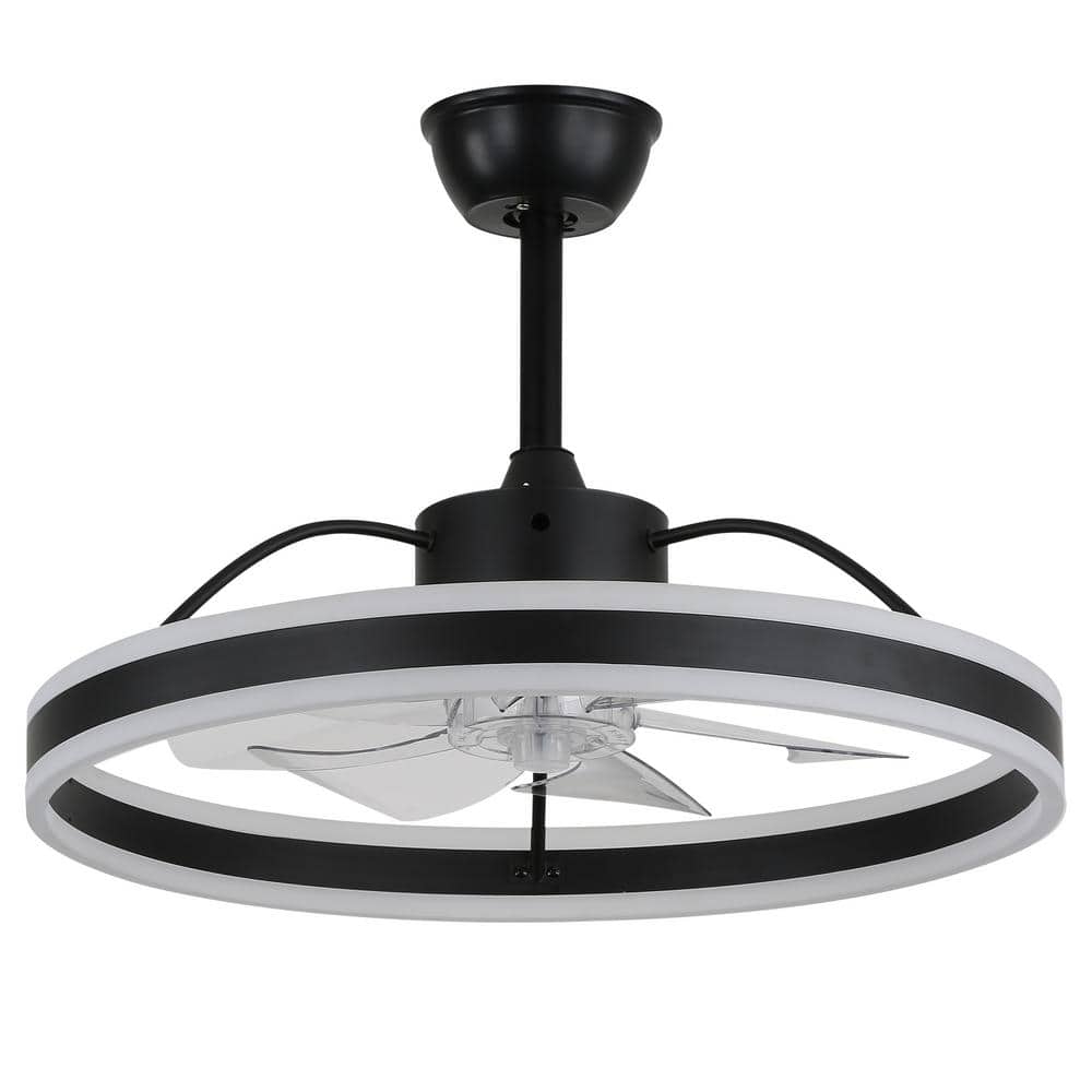 24" Black Modern Smart Ceiling Fan with Dimmable LED Light
