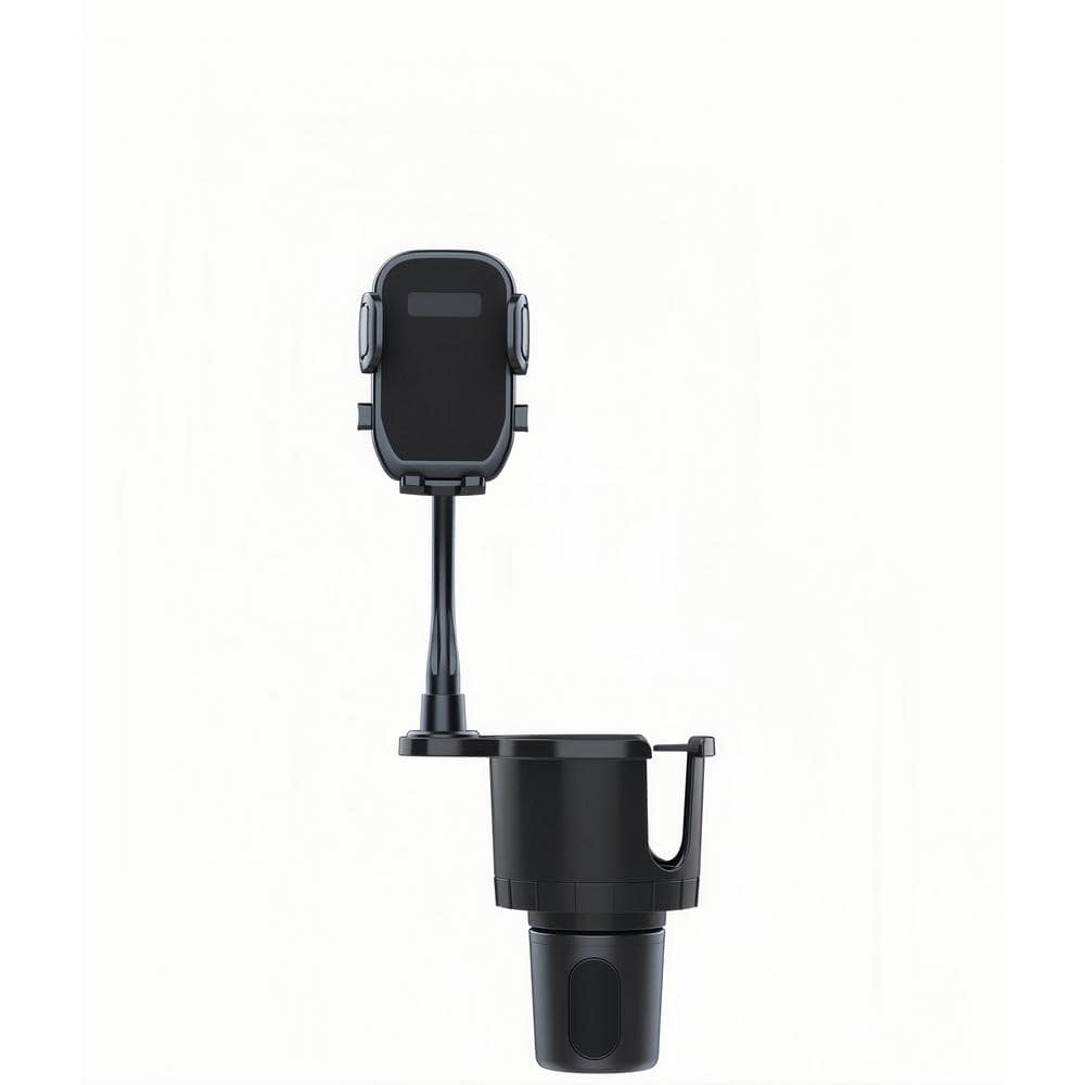 2-in-1 Black Car Cup 360° Rotating Gooseneck Phone Holder Automotive Drink