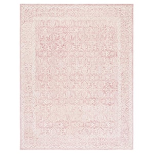 Metro Dark Pink/Ivory 8 ft. x 10 ft. Classic Floral Border Area Rug