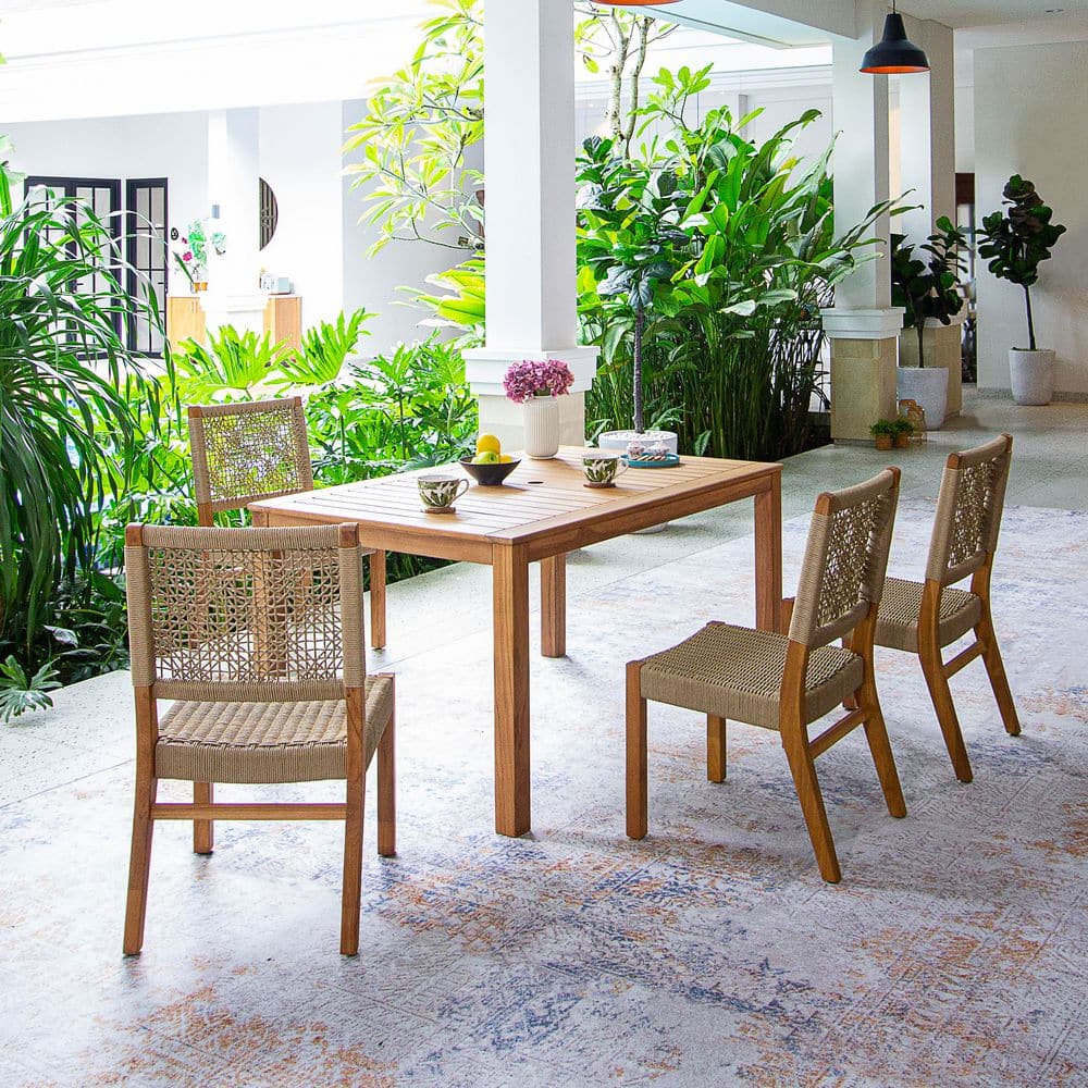Zenith 5-Piece Teak Wood Outdoor Dining Set price history on PriceWatchPro