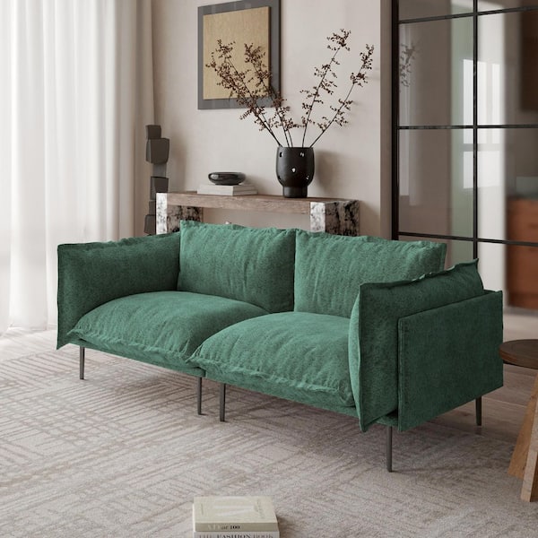Minimalist 75 in. Loveseat Tapered Arm Velvet Modular Sectional Sofa, Cloud Cloud for Home, Bedroom, Office in. Green