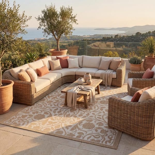 Sanira Traditional Natural 7 ft. x 9 ft. Outdoor Area Rug
