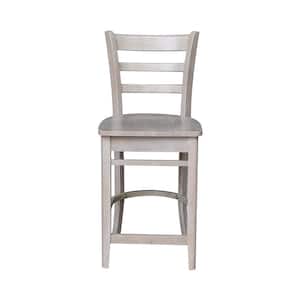 Emily 24 in. Taupe Gray High Back Wood Frame Counter Height Foot Rest Bar Stool