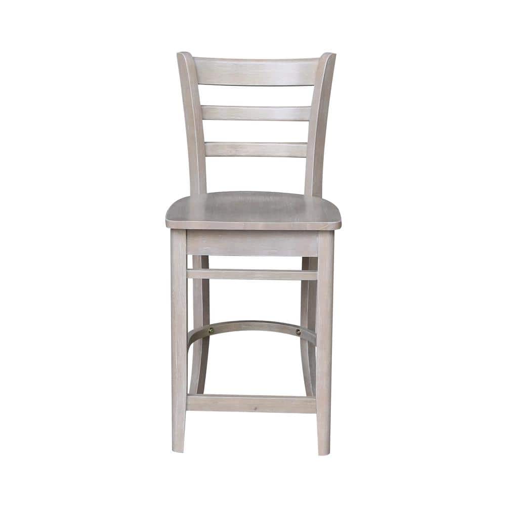 Elegant 36"x36" Solid Wood Counter Height Dining Set in Washed Gray Taupe with 4 Stools