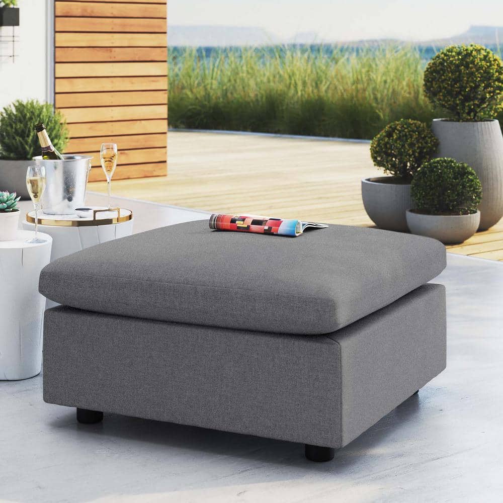 Commix Spacious Gray Sunbrella Outdoor Patio Ottoman
