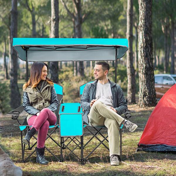 Costway Turquoise Steel Camping Canopy Chairs KYD705G5DNY - The