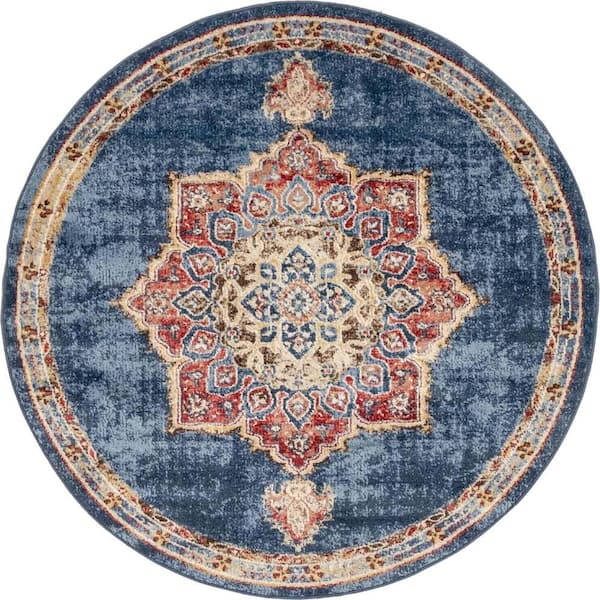 Unique Loom Utopia Helios Dark Blue 5' 0 x 5' 1 Area Rug