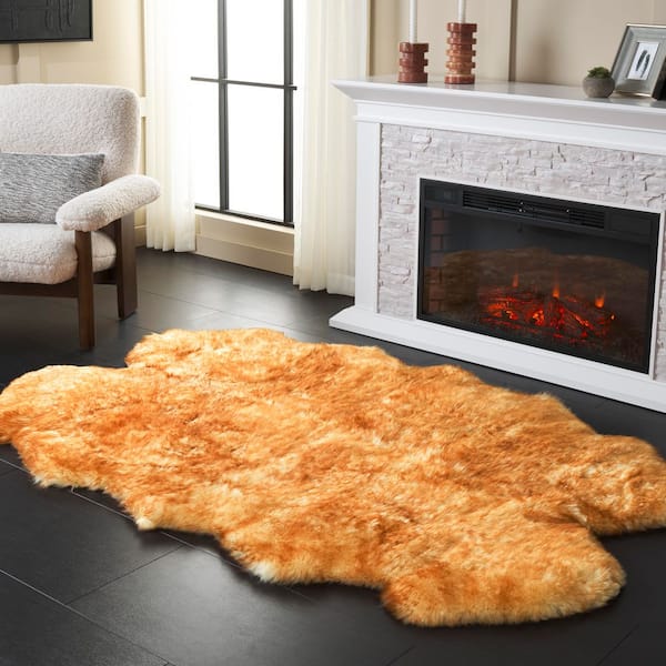 Sheep Skin 4 ft. x 6 ft. Champagne/Copper Brown Solid Color Gradient Area Rug