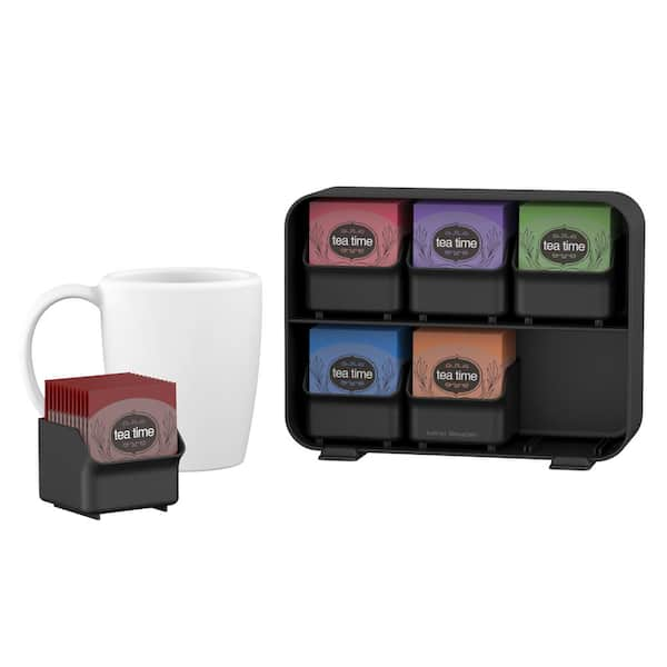 Tea Mug with Tea Bag Holder - Black