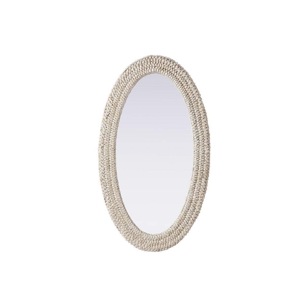 Timeless Home Linen White 24 in. W x 42 in. H Cornhusk Wall Mirror